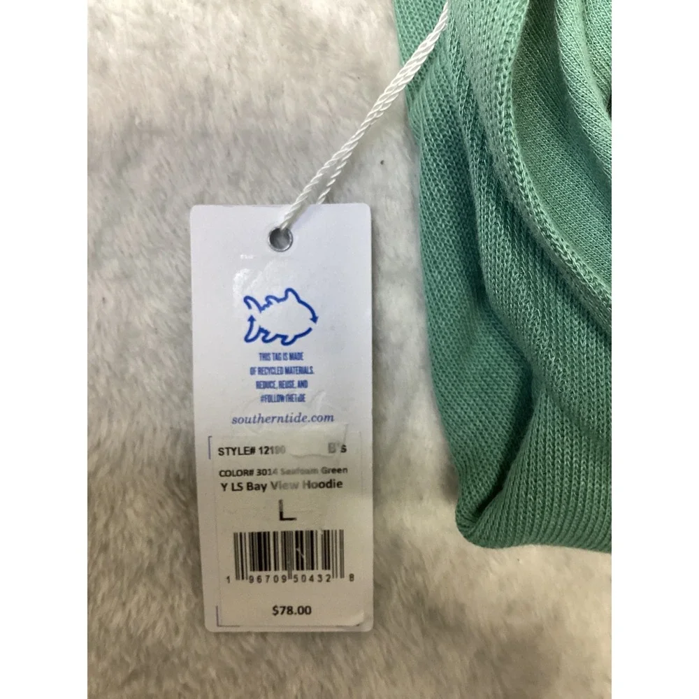 Southern Tide Kids Seafoam Green Bay View Hoodie Long Sleeve Size L 12-14 12190